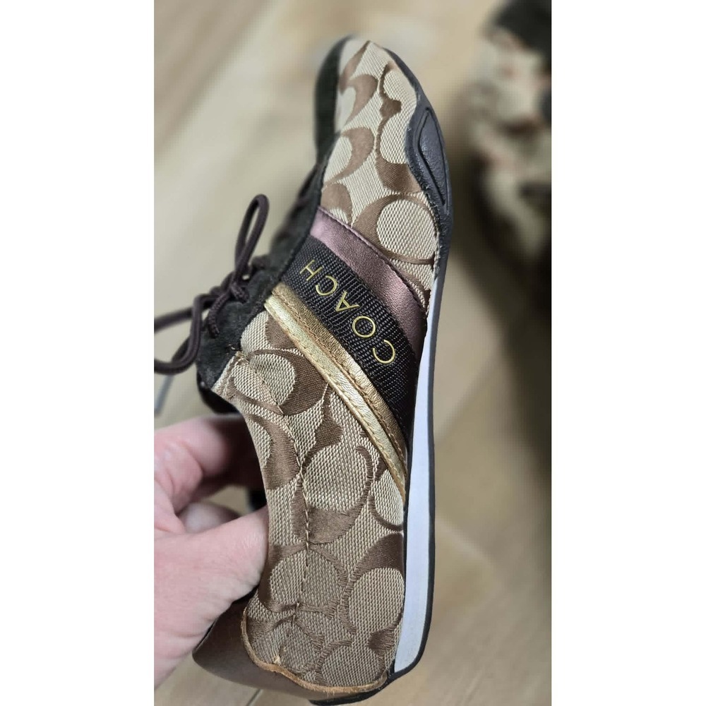 Coach Jayme Signature C Canvas Sneakers | Metallic Gold Y2K Lace Up Footwear